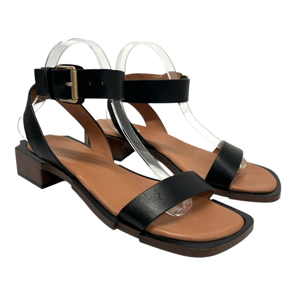 Simkhai Turner Black Leather Block Heel Minimalist Sandals Women’s 39 - Picture 2 of 15